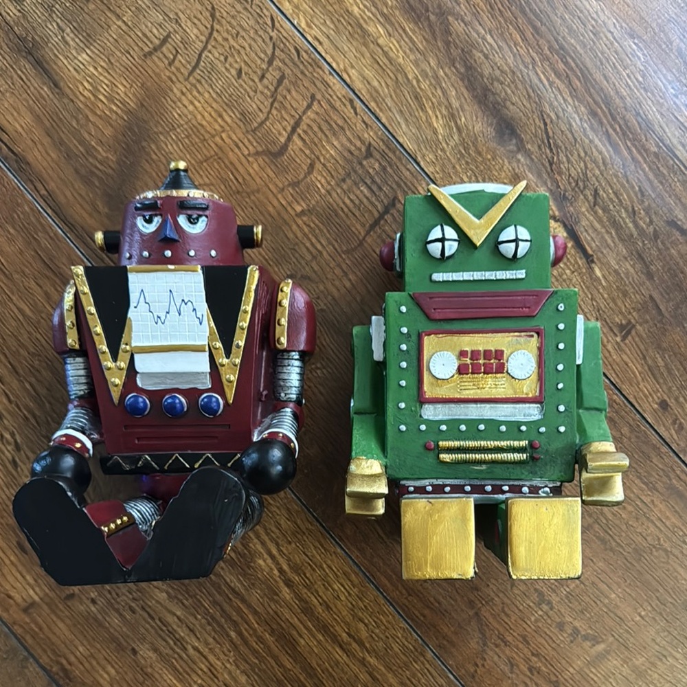 Retro Robot Book end - Red and Green